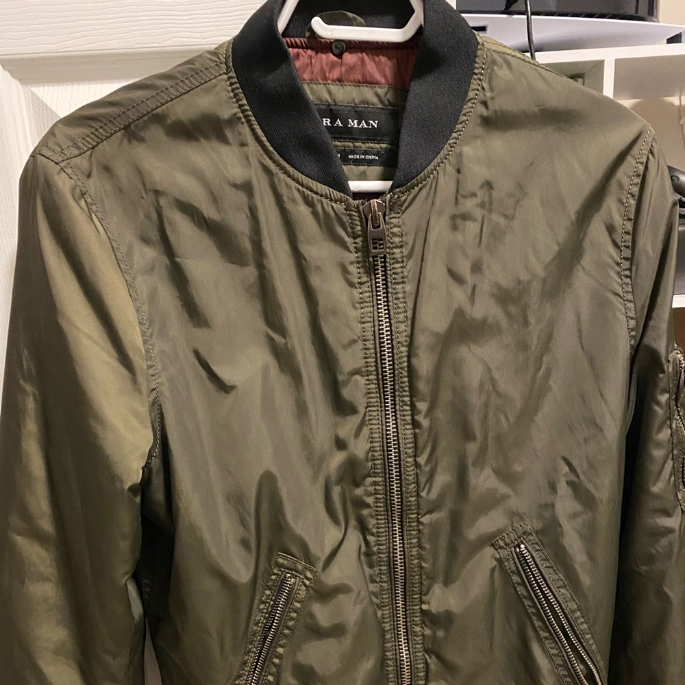 Small Zara Bomber Jacket Olive Green